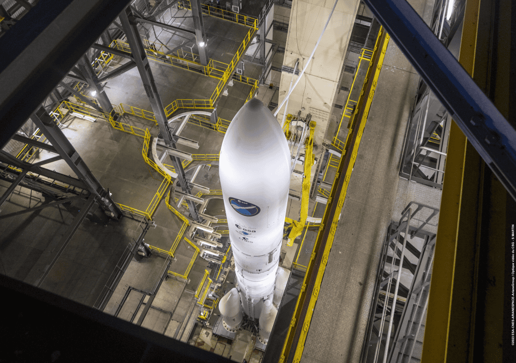 Industrial rocket manufacturing process in a plastics production plant.